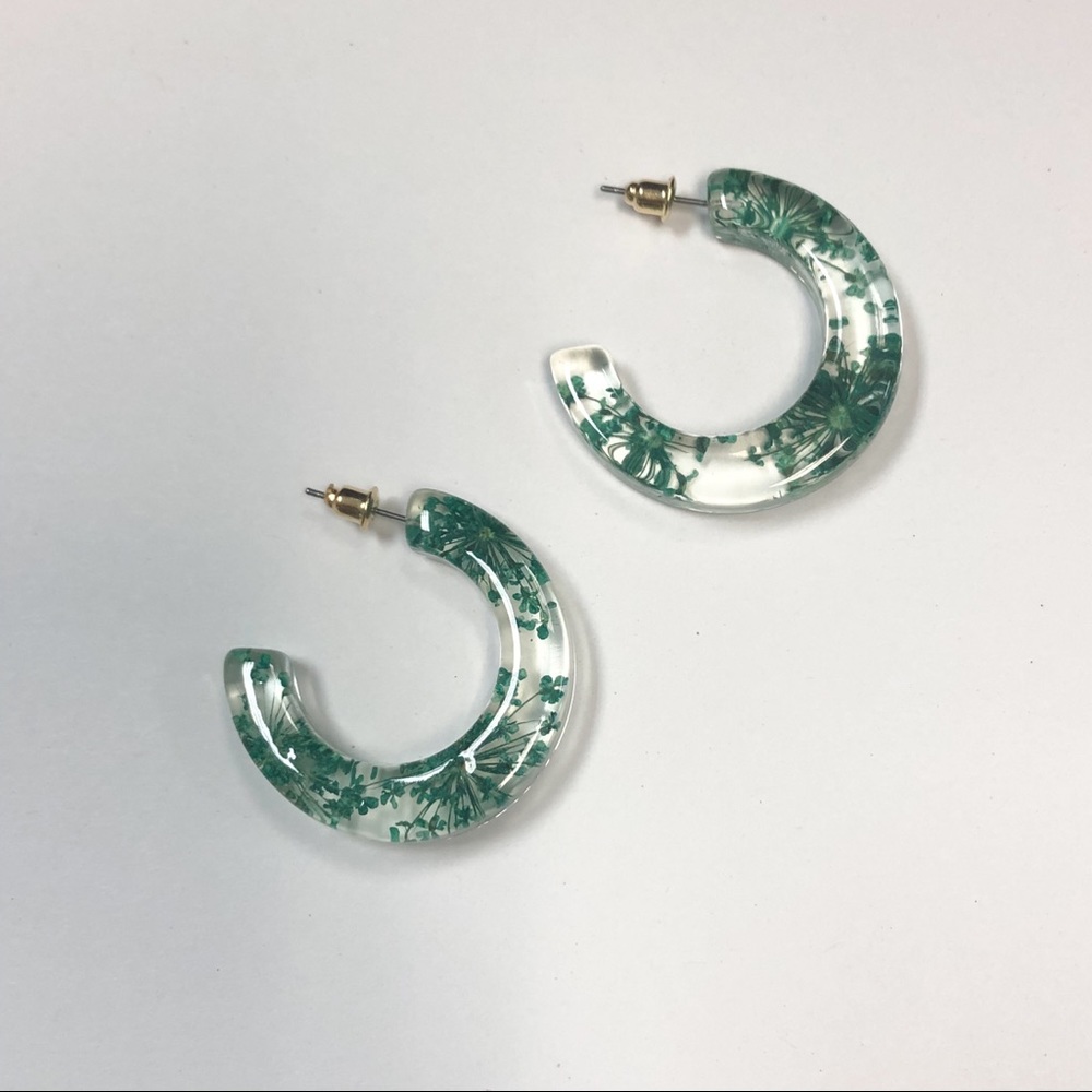 Blue Wildflower Acrylic Hoop Earrings